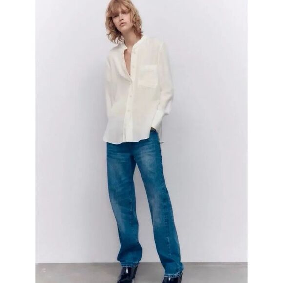 Zara Tops - NEW ZARA Women’s Medium Ivory Cream Button Down Blouse